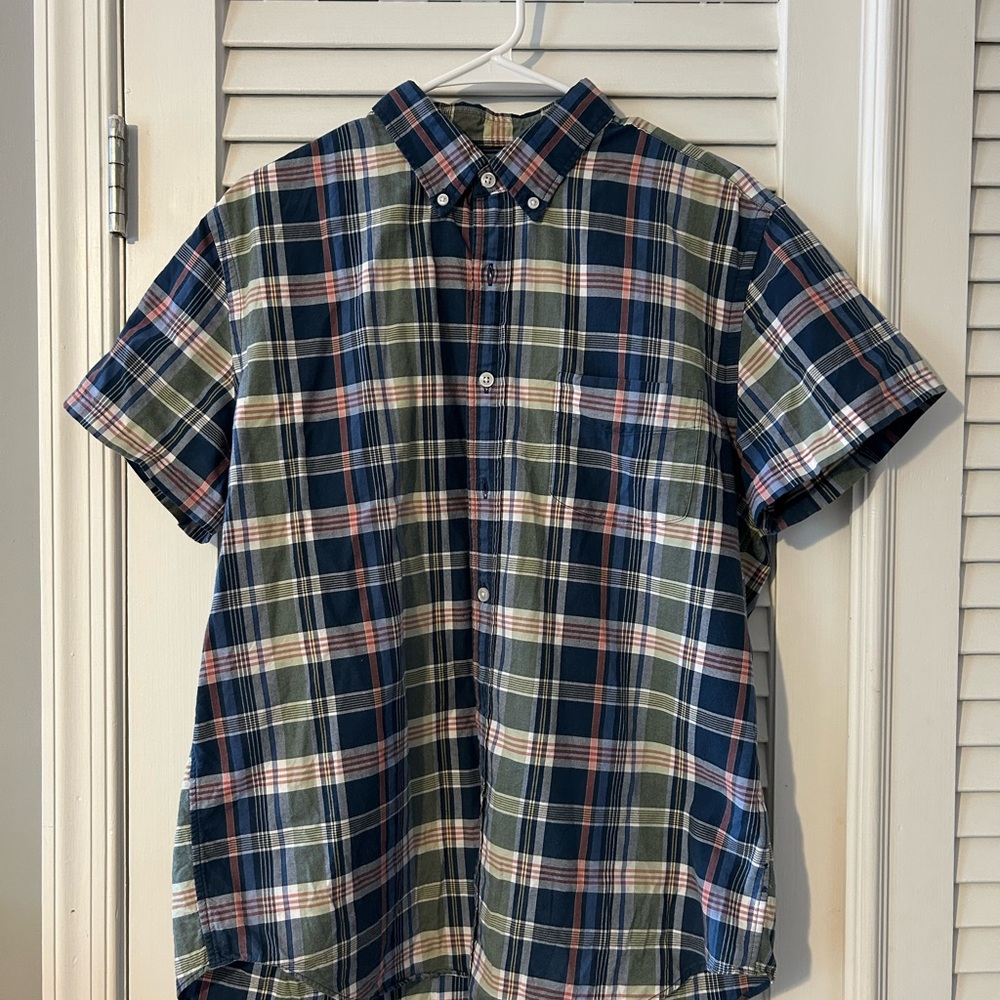 J.Crew Oxford Cloth Short Sleeve Button Down Shirt Size Large